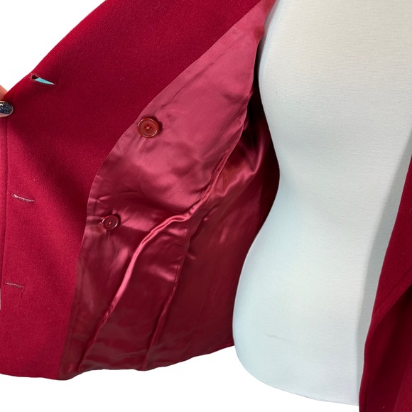 Jaeger Pea Coat Womens Wool Soft Stretch Pockets Collared Button Up Red 10 - Picture 9 of 11